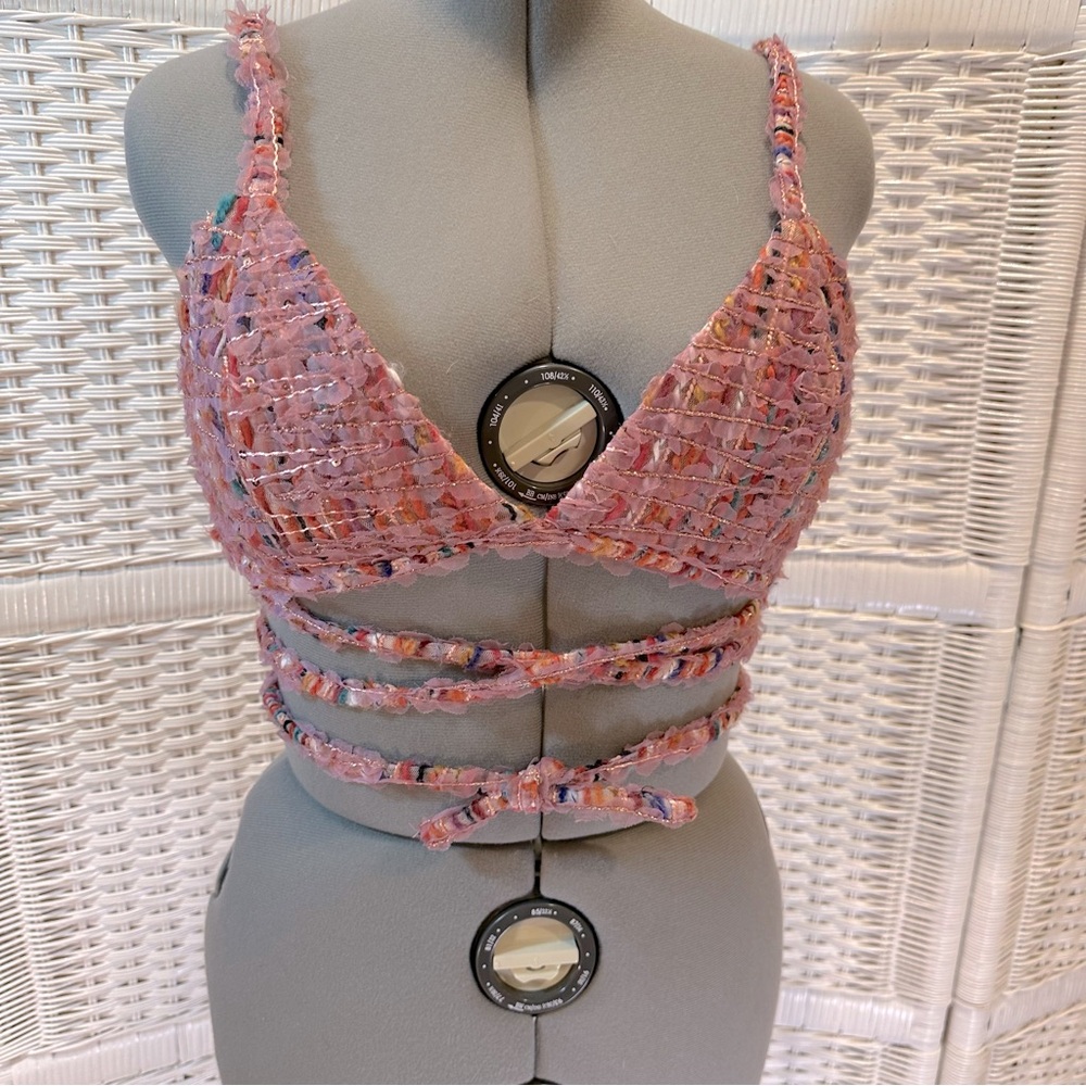 For Love & Lemons Dionne Bra Top Bohemian Vibes Sz M Dusty Rose Multi